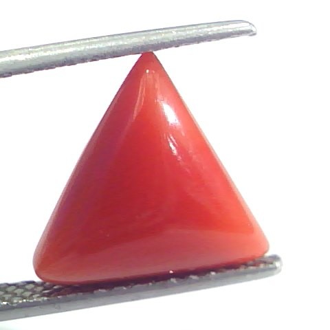 5.15 Ct 5.72 Ratti Natural Italian Triangle Red Coral Moonga Gemstone