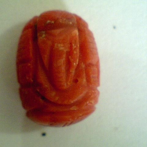 9.22 Ct Natural Red Coral Gems With Lord Ganpati Carved On It 9.22 Ct Natural Red Coral Gems With Lord Ganpati Carved On It