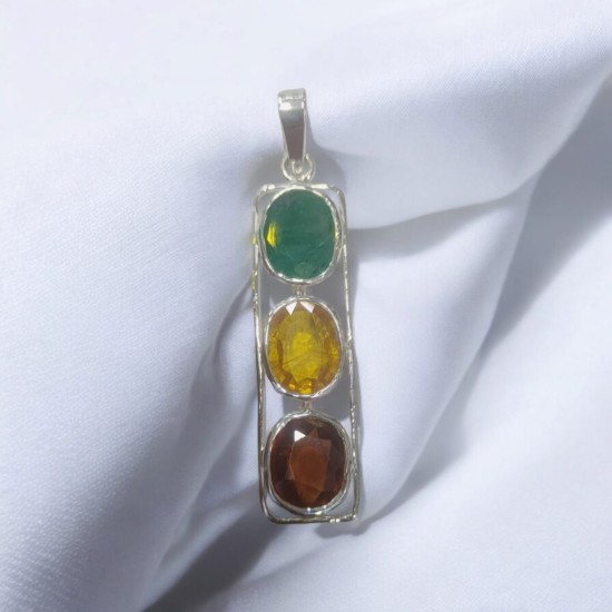 Gemstone Multiple 3 Stone Pendant Design 6 For All Metal