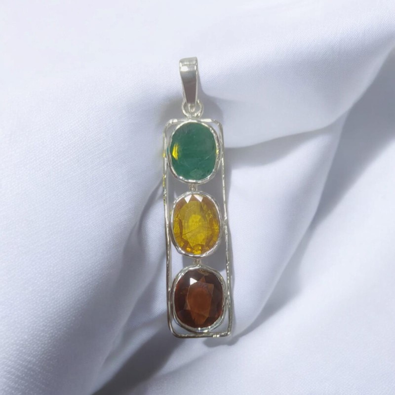 Gemstone Multiple 3 Stone Pendant Design 6 For All Metal Gemstone Multiple 3 Stone Pendant Design 6 For All Metal