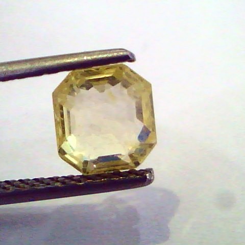 2.23 Ct Unheated Untreated Emerald Cut Natural Ceylon Yellow Sapphire