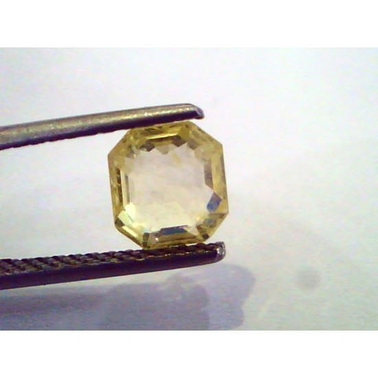 2.23 Ct Unheated Untreated Emerald Cut Natural Ceylon Yellow Sapphire