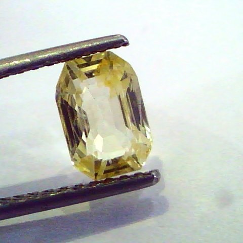 2.49 Ct Unheated Untreated Emerald cut Natural Ceylon Yellow Sapphire