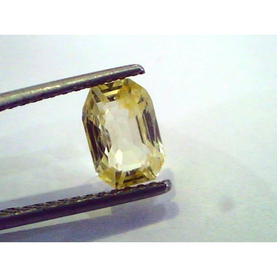 2.49 Ct Unheated Untreated Emerald cut Natural Ceylon Yellow Sapphire