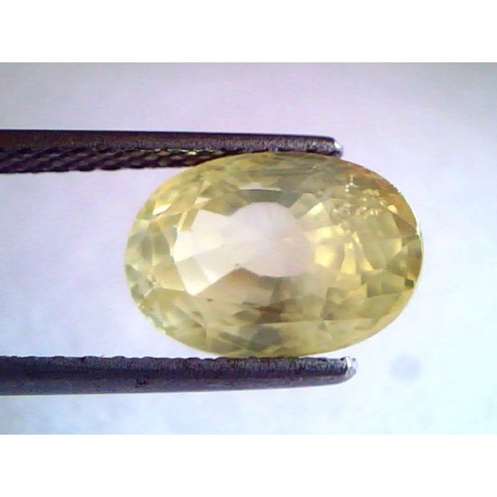 6.35 Ct Unheated Untreated Natural Pale Yellow Ceylon Sapphire