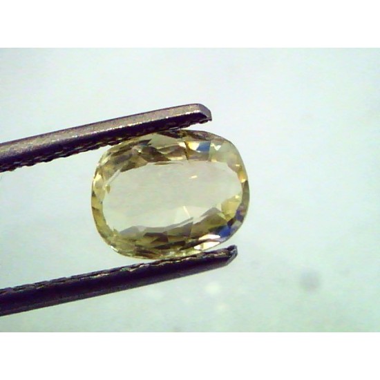 2.06 Unheated Untreated Natural Ceylon Yellow Sapphire Gemstone