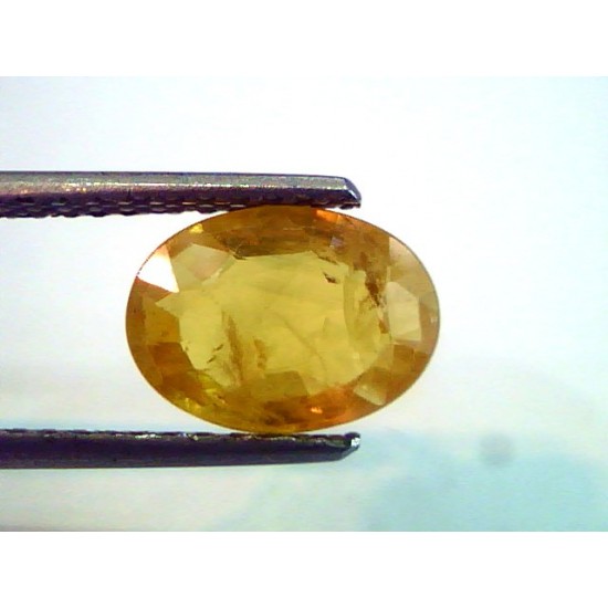 2.89 Ct Natural Bangkok Yellow Sapphire,Pukhraj Gemstone heated