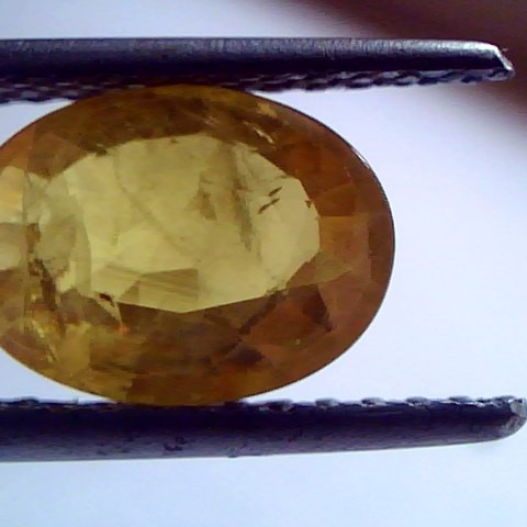 2.90 Ct Natural Bangkok Yellow Sapphire,Pukhraj Gemstone heated