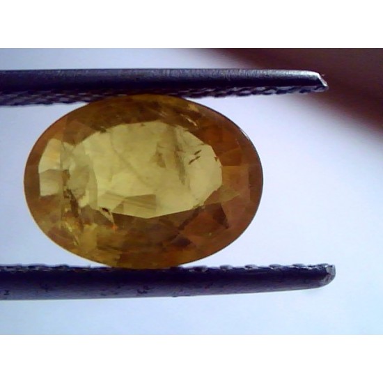 2.90 Ct Natural Bangkok Yellow Sapphire,Pukhraj Gemstone heated