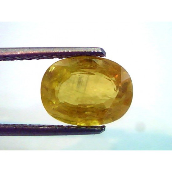 3.52 Ct Natural Bangkok Yellow Sapphire,Pukhraj Gemstone heated
