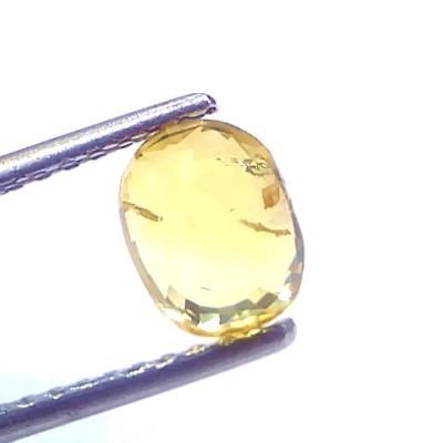 1.97 Ct Certified Untreated Natural Ceylon Yellow Sapphire Gemstone