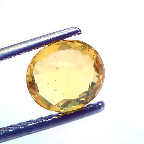 2.00 Ct Certified Untreated Natural Ceylon Yellow Sapphire Gemstone