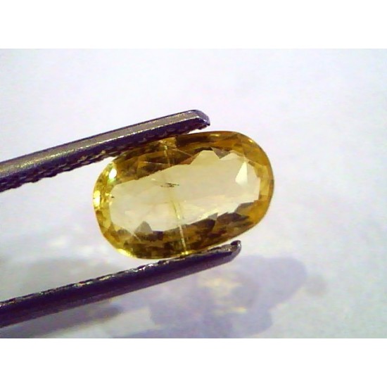 2.15 Ct Unheated Untreated Natural Ceylon Yellow Sapphire Stone