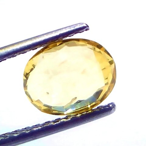 2.13 Ct Certified Untreated Natural Ceylon Yellow Sapphire Gemstone