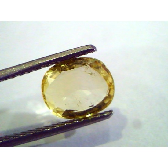 2.18 Ct Unheated Untreated Natural Ceylon Yellow Sapphire Gemstone