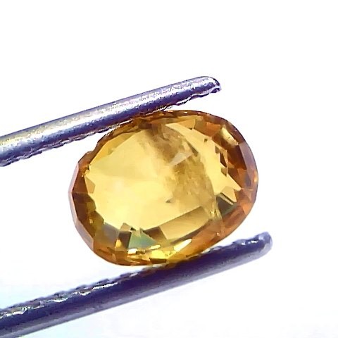 2.35 Ct Certified Untreated Natural Ceylon Yellow Sapphire Gemstone