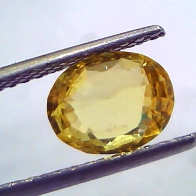 2.51 Ct Unheated Untreated Natural Ceylon Yellow Sapphire Gemstone