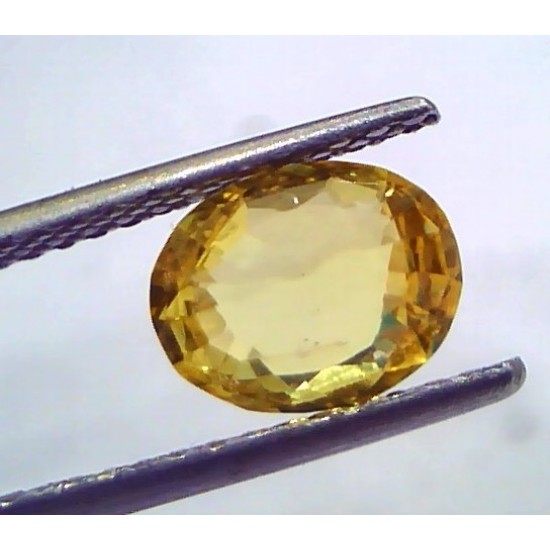 2.51 Ct Unheated Untreated Natural Ceylon Yellow Sapphire Gemstone
