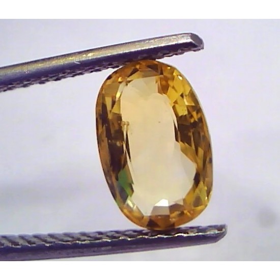 2.55 Ct Unheated Untreated Natural Ceylon Yellow Sapphire Gemstone