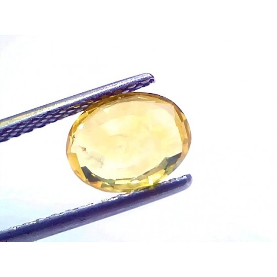 2.59 Ct Certified Untreated Natural Ceylon Yellow Sapphire Gemstone