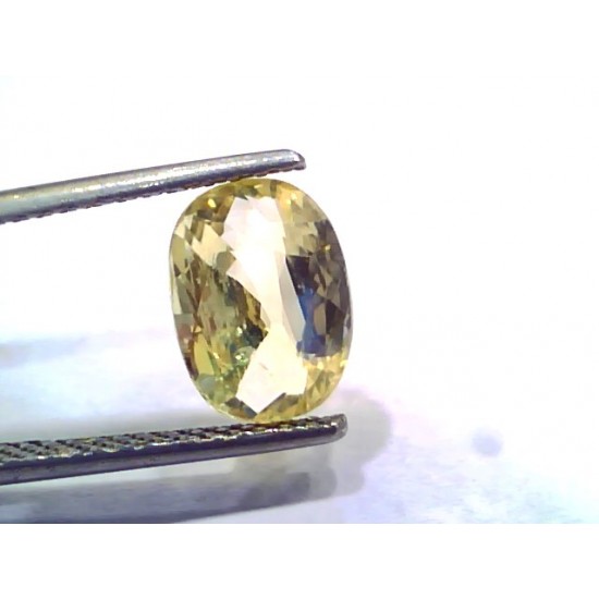 3.00 Ct GII Certified Unheated Untreated Natural Ceylon Yellow Sapphire