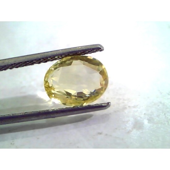 3.14 Ct Unheated Untreated Natural Ceylon Yellow Sapphire Stone