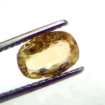 3.14 Ct Certified Unheated Untreated Natural Ceylon Yellow Sapphire Gemstone