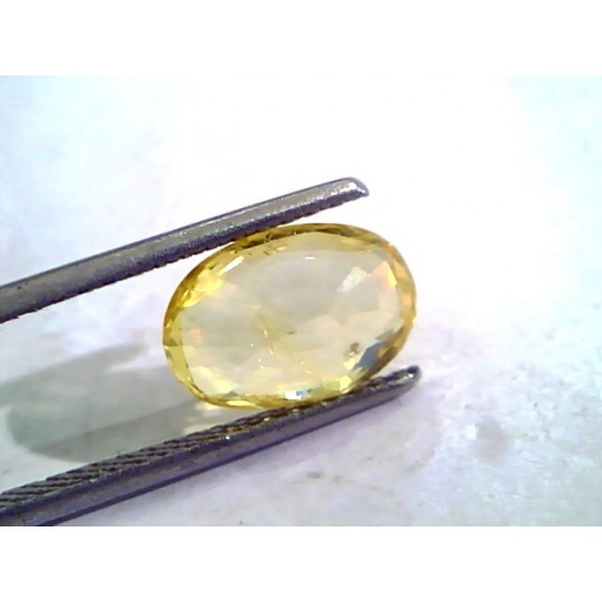 3.22 Ct Unheated Untreated Natural Ceylon Yellow Sapphire Stone