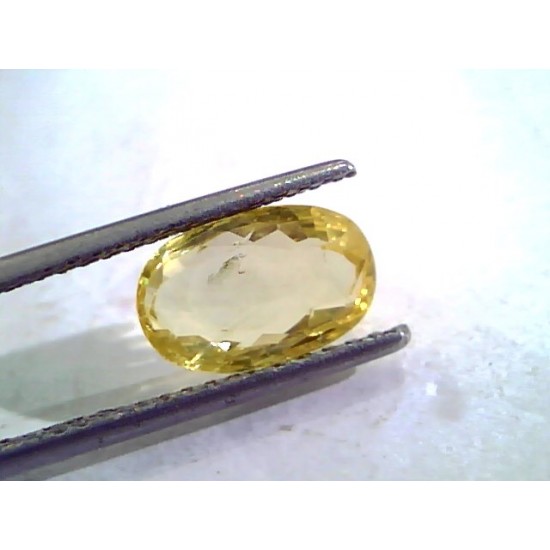 3.36 Ct Unheated Untreated Natural Ceylon Yellow Sapphire Stone