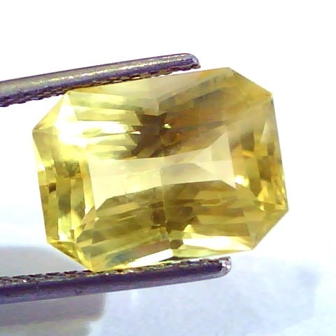 9.45 Ct Unheated Untreated Radiant Cut Natural Ceylon Yellow Sapphire
